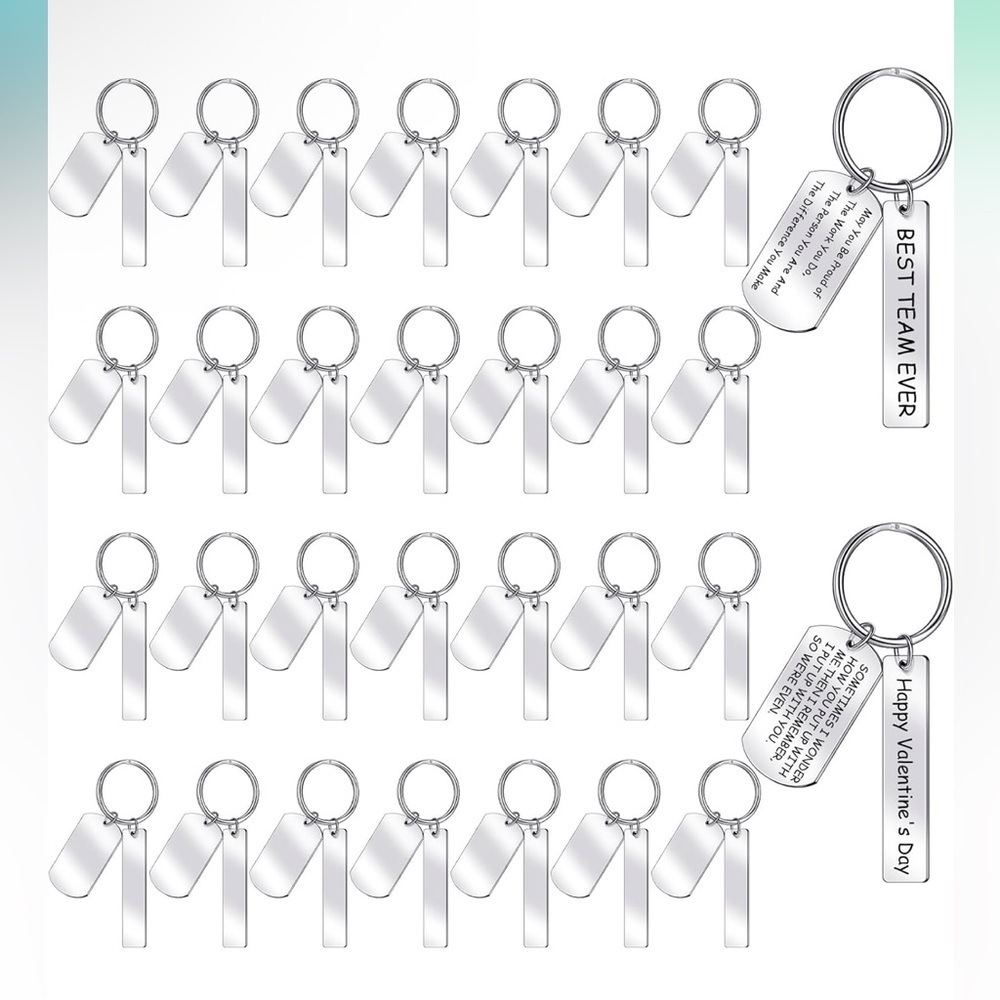 Gisafai 30 Pcs Engravable Stainless Steel Keychain Blank Laser Engraving